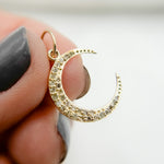Load image into Gallery viewer, GDP561. 14k Solid Gold Diamond Moon Charm
