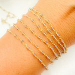 Load image into Gallery viewer, Coated Grey Moonstone Gold Plated Wire Chain. CMS62