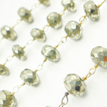 Load image into Gallery viewer, Pyrite Rondel Faceted Gold Plated Wire Chain. PYR53