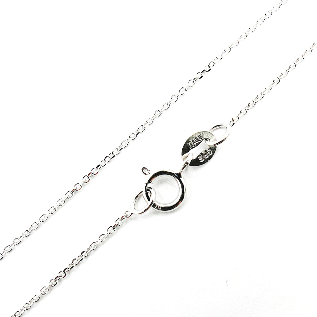 14K Solid White Gold Cable Necklace. 025R01T5WG