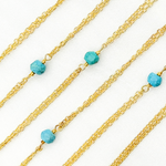 Load image into Gallery viewer, Turquoise Double Gold Plated Connected Wire Chain. TRQ12