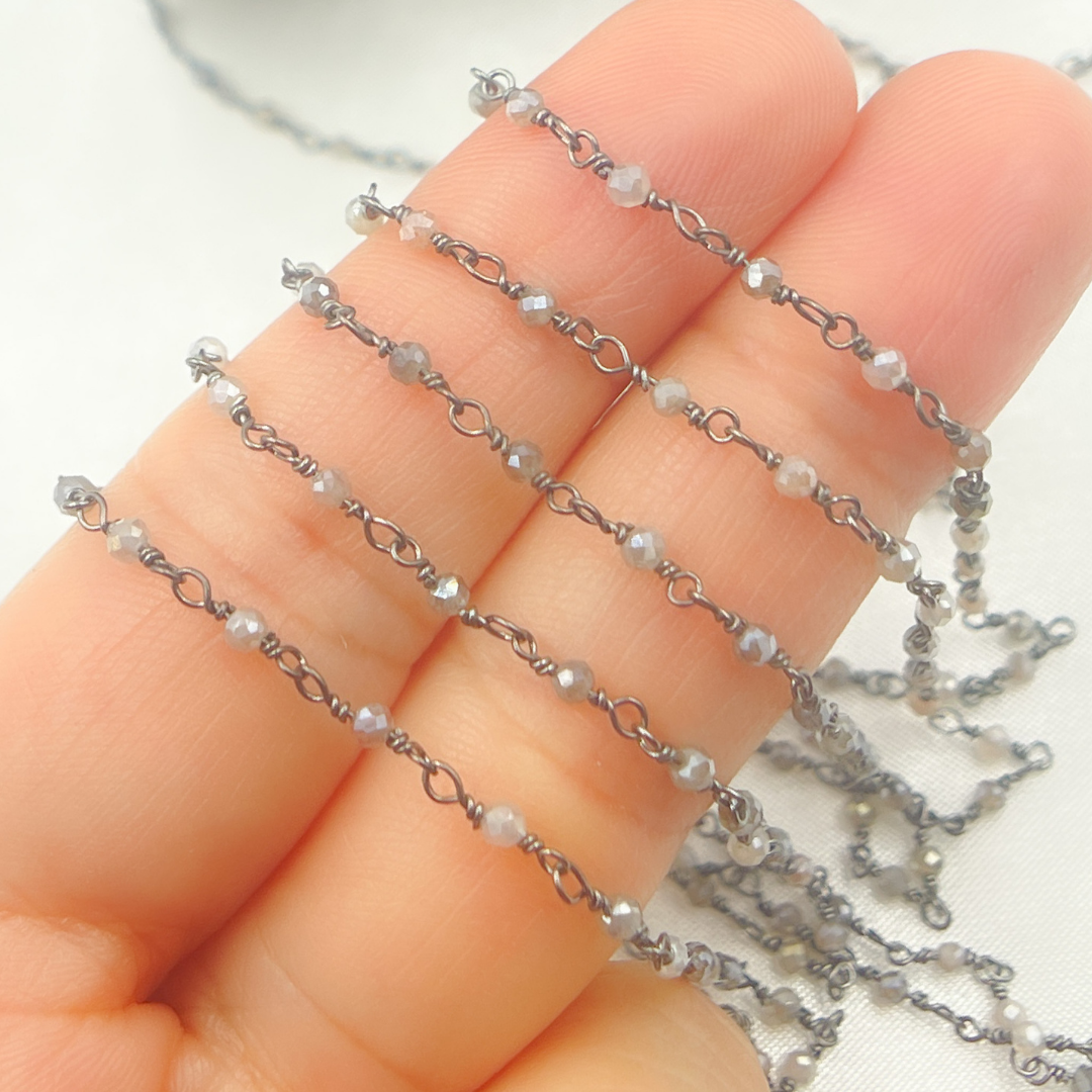 Coated Multi Moonstone Oxidized Wire Chain. MMS16