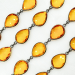 Load image into Gallery viewer, Hydro Quartz Citrine Organic Shape Bezel Oxidized Wire Chain