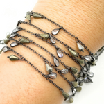 Load image into Gallery viewer, Pyrite and CZ Pear Shape Dangle Wire Chain. PYR32