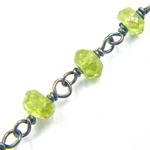Load image into Gallery viewer, Peridot Gemstone Oxidized 925 Sterling Silver Wire Chain. PER2