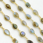 Load image into Gallery viewer, Labradorite Pear and Circle Shape Bezel Chain. LAB56