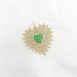 Load image into Gallery viewer, 14k Solid Gold Diamond and Emerald Heart Charm. GDP660
