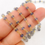 Load image into Gallery viewer, Iolite Gold Plated 925 Sterling Silver Wire Chain. IOL1
