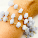 Load image into Gallery viewer, Blue Lace Agate Gold Plated Wire Chain. BLU4