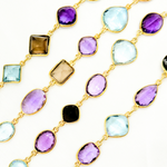 Load image into Gallery viewer, Multi Gemstone Bezel Gold Plated Wire Chain. MGS22