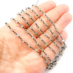 Load image into Gallery viewer, Coated Moonstone Black Rhodium 925 Sterling Silver Wire Chain. CMS52