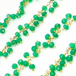 Load image into Gallery viewer, Green Onyx Cluster Dangle Gold Plated Wire Chain.