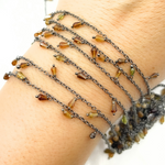Load image into Gallery viewer, Multi Tourmaline Drop Dangle Oxidized Wire Chain.