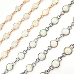 Load image into Gallery viewer, Created White Opal Round Shape Connected Chain. CWO3