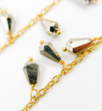 Load image into Gallery viewer, Steel Pyrite Drop Dangle Gold Plated Wire Chain. PYR23