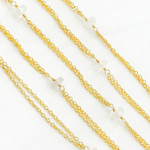 Load image into Gallery viewer, White Moonstone Rondel Shape Gold Plated Wire Chain. WMS18