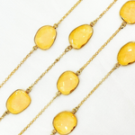 Load image into Gallery viewer, Hydro Quartz Citrine Organic Shape Bezel Gold Plated Connected Wire Chain. HQ6