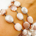 Load image into Gallery viewer, Coated Taupe Oval Moonstone Wire Chain. CMS75
