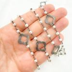 Load image into Gallery viewer, Pearl with Marquis Shape Oxidized Wire Chain. PRL40