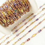 Load image into Gallery viewer, CZ45. Multi Color Cubic Zirconia Rectangular Shape Connected Chain