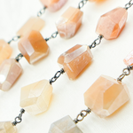 Load image into Gallery viewer, Coated Organic Multi Moonstone Oxidized Wire Chain. CMS85