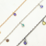 Load image into Gallery viewer, Multi Color Cubic Zirconia 3mm Round Shape Dangle Chain. CZ42