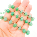 Load image into Gallery viewer, Chrysoprase Rondel Shape Oxidized Wire Chain. CHR22