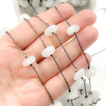 Load image into Gallery viewer, White Moonstone Oxidized Connected Wire Chain. WMS4