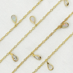 Load image into Gallery viewer, Created White Opal + CZ Pear Shape Dangle Chain. CWO14