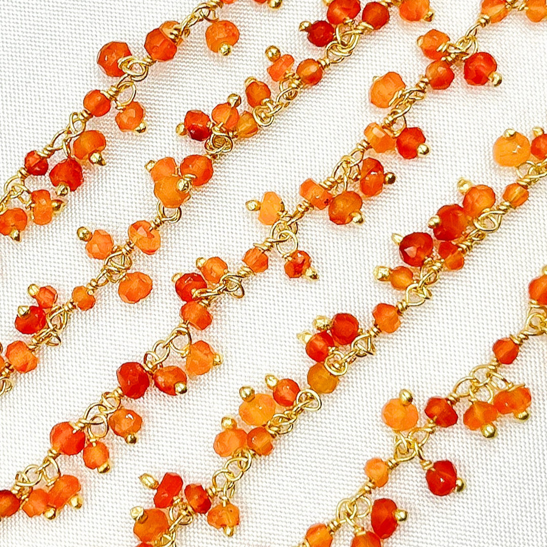 Carnelian Cluster Dangle Gold Plated Wire Chain. CAR8