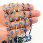 Load image into Gallery viewer, Created Blue Opal Round Shape Connected Chain. CBO9
