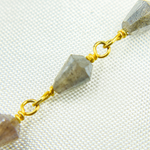 Load image into Gallery viewer, Coated Labradorite Tear Drop Gold Plated Wire Chain. CLB32