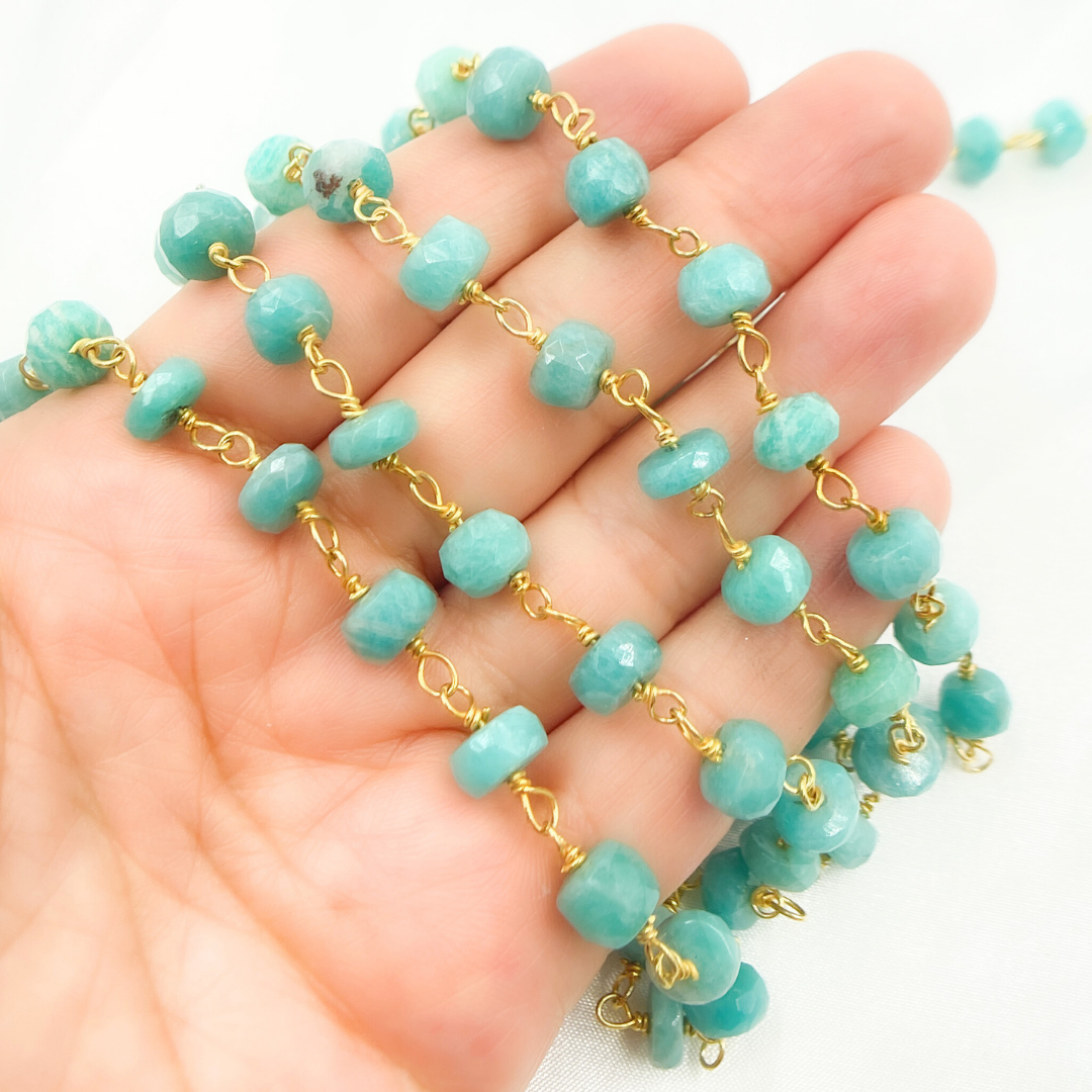 Amazonite Gold Plated Wire Chain. AMZ18