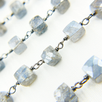 Load image into Gallery viewer, Coated Labradorite Cube Shape Oxidized Wire Chain. CLB50