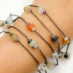 Load image into Gallery viewer, Multi Gemstone Oxidized Connected Wire Chain.
