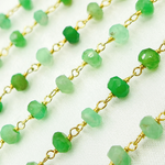 Load image into Gallery viewer, Chrysoprase Gemstone Faceted Rondels Wire Wrapped Chain. CHR9
