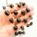 Load image into Gallery viewer, Smoky Quartz Pear Shape Gold Plated 925 Sterling Silver Wire Chain. SMQ16