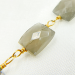 Load image into Gallery viewer, Grey Moonstone Rectangular Shape Gold Plated Wire Chain. MS41
