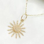 Load image into Gallery viewer, 14K Solid Gold Diamond Sun Charm. GDP482