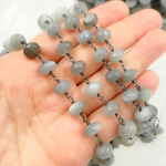 Load image into Gallery viewer, Grey Moonstone Oxidized Wire Chain.