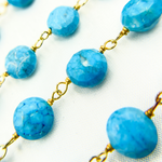 Load image into Gallery viewer, Turquoise Coin Shape Gold Plated Wire Chain. TRQ24