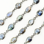 Load image into Gallery viewer, Coated Labradorite Pear &amp; Round Shape Bezel Oxidized Wire Chain. CLB73

