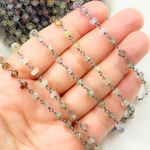 Load image into Gallery viewer, Multi Sapphire Ombre Oxidized Wire Chain.