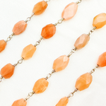 Load image into Gallery viewer, Peach Moonstone Oval Shape Wire Chain. MS63