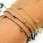 Load image into Gallery viewer, Created Blue Opal & CZ Tear Drop Shape Dangle Chain. CBO7