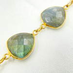 Load image into Gallery viewer, Labradorite Triangle Shape Bezel Gold Plated Wire Chain. LAB34