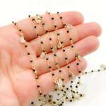 Load image into Gallery viewer, Coated Black Spinel & CZ Dangle Gold Plated Wire Chain. CBS19