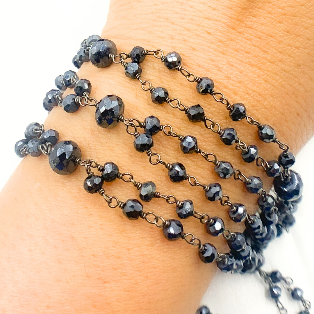Coated Black Spinel Fancy Oxidized Wire Chain. CBS17