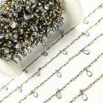 Load image into Gallery viewer, Golden Pyrite &amp; CZ Dangle Oxidized Wire Chain. PYR58
