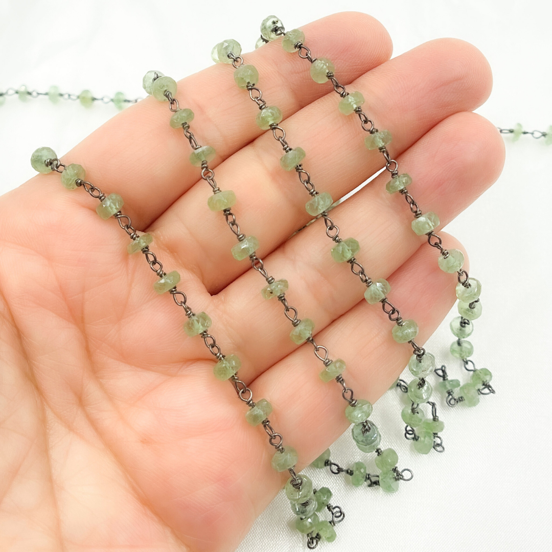 Green Kyanite Oxidized Wire Chain. KYA10